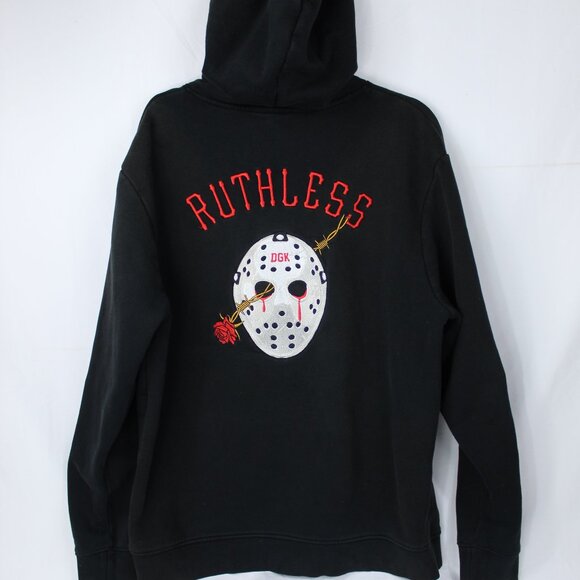 DGK Fierce Ruthless Black Jason Embroidered SK8R Pullover Hoodie Size X-Large - Picture 1 of 7